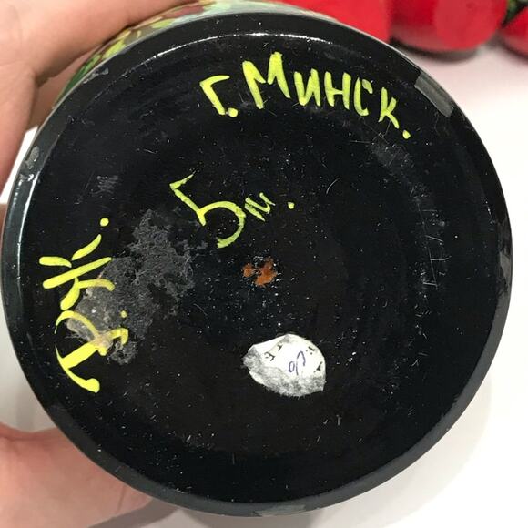 Signed Set of 5 Vintage Nesting Doll Matryoshka Russian Hand Painted Gold Gilt - Picture 2 of 16